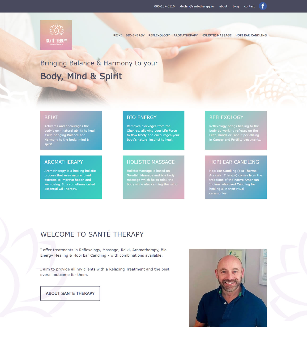 Sante Therapy - new website rebuild, redesign work and site management/hosting